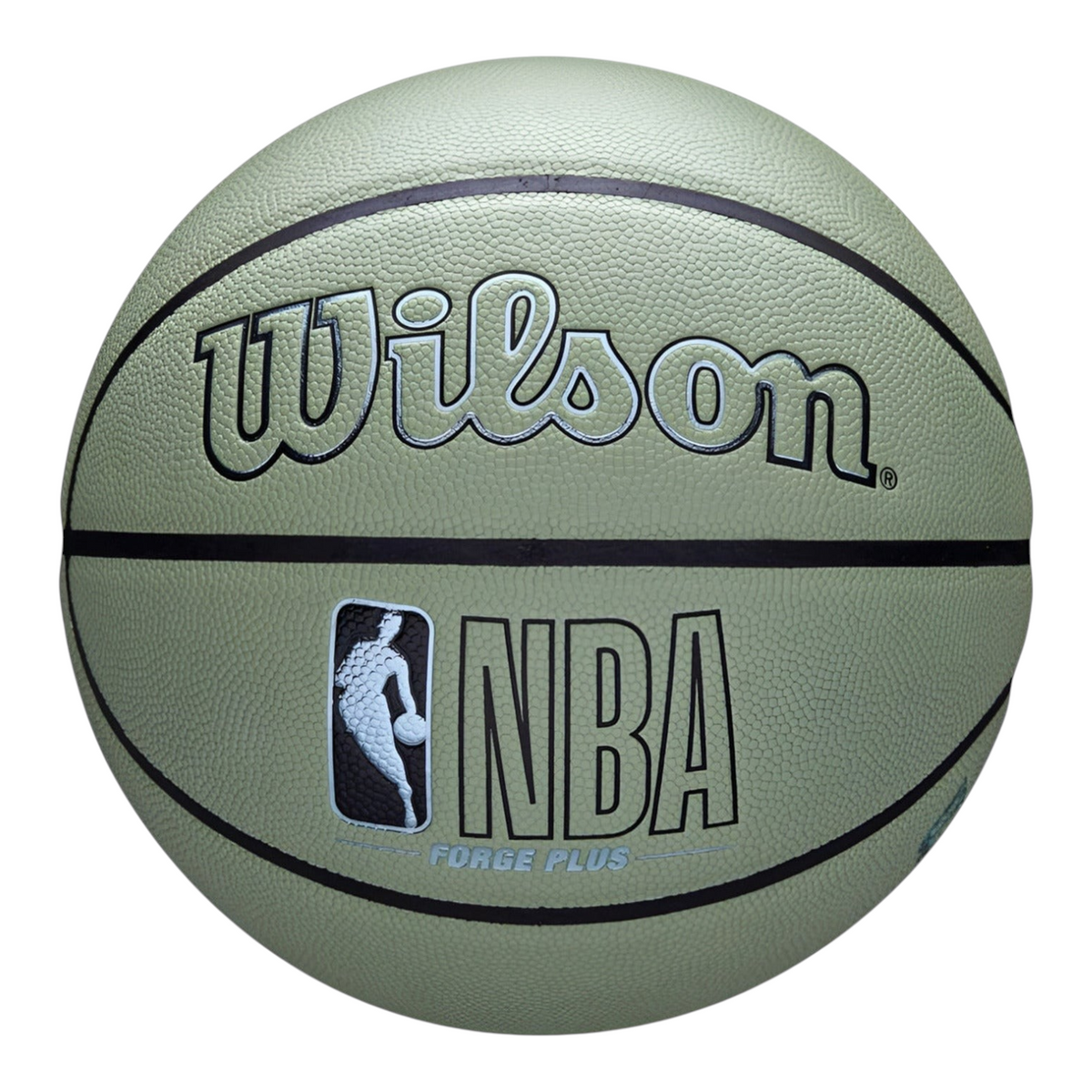 Balón de básquetbol Radach Sports Wilson NBA Forge Eco Gen verde fabricado con materiales reciclados para uso mixto.