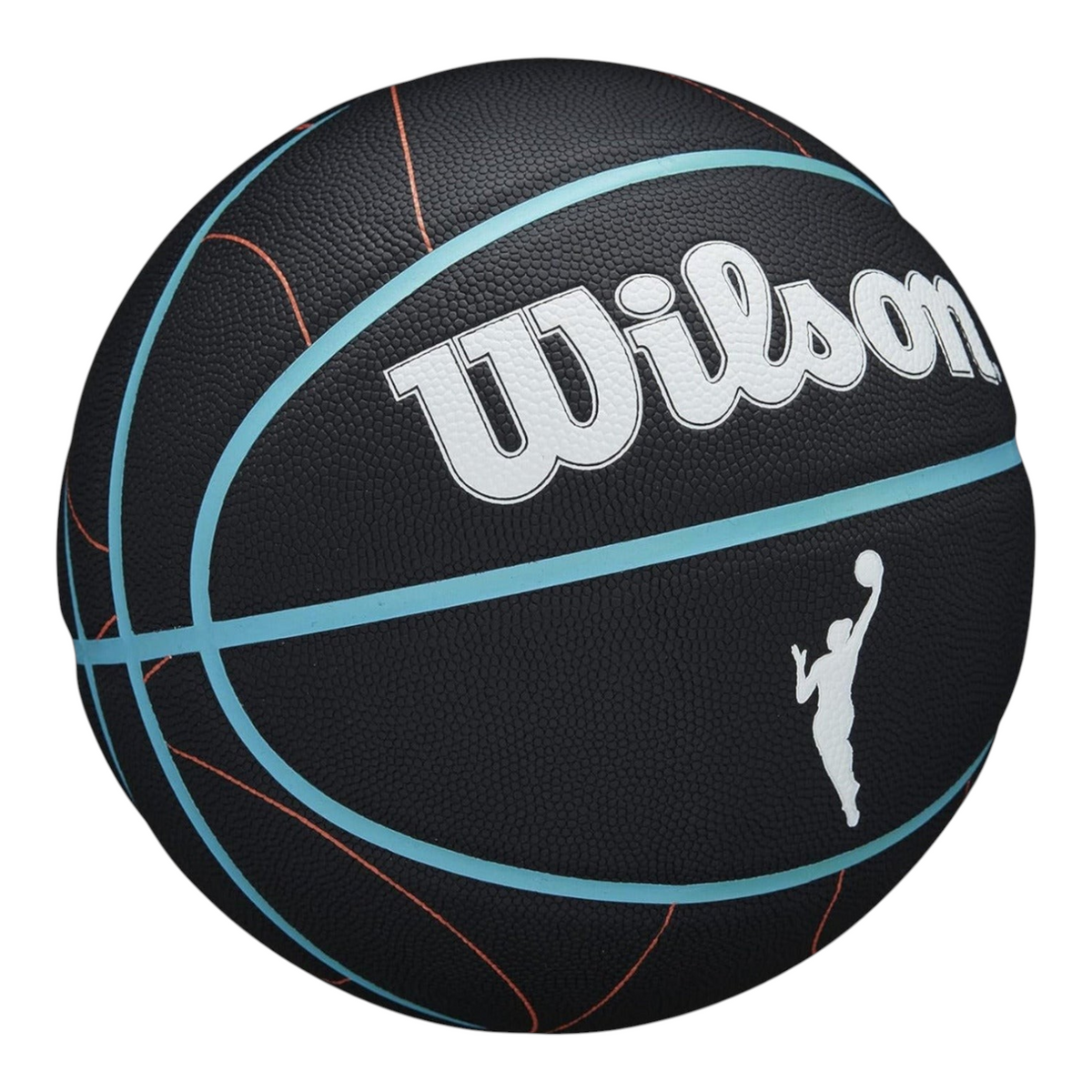 Balón de baloncesto Radach Sports Wilson WNBA Heir negro con detalles en azul y naranja para interior y exterior