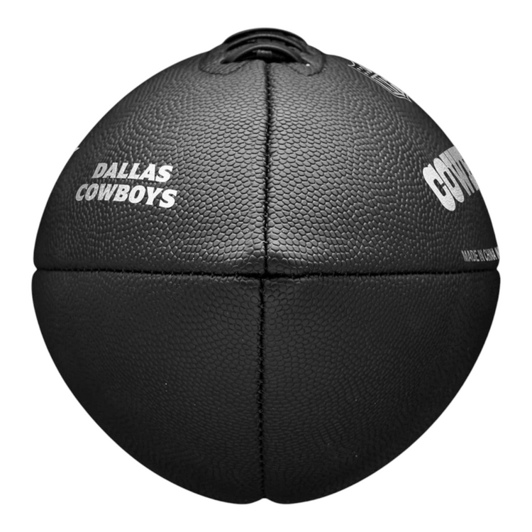 Balón de fútbol americano Radach Sports Wilson NFL Dallas Cowboys negro con textura antideslizante y logo metálico