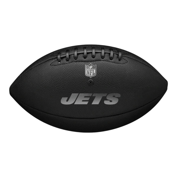 Balón de fútbol americano Radach Sports Wilson NFL Jets en color negro con acabado metálico y superficie texturizada