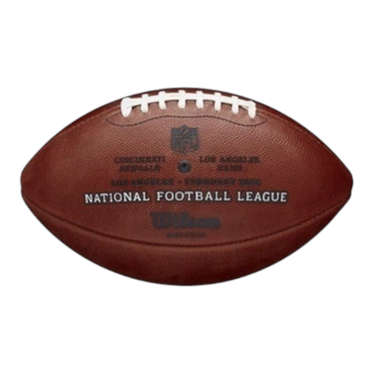 Balón de fútbol americano Radach Sports Wilson The Duke oficial del Super Bowl LVI en cuero marrón con detalles NFL