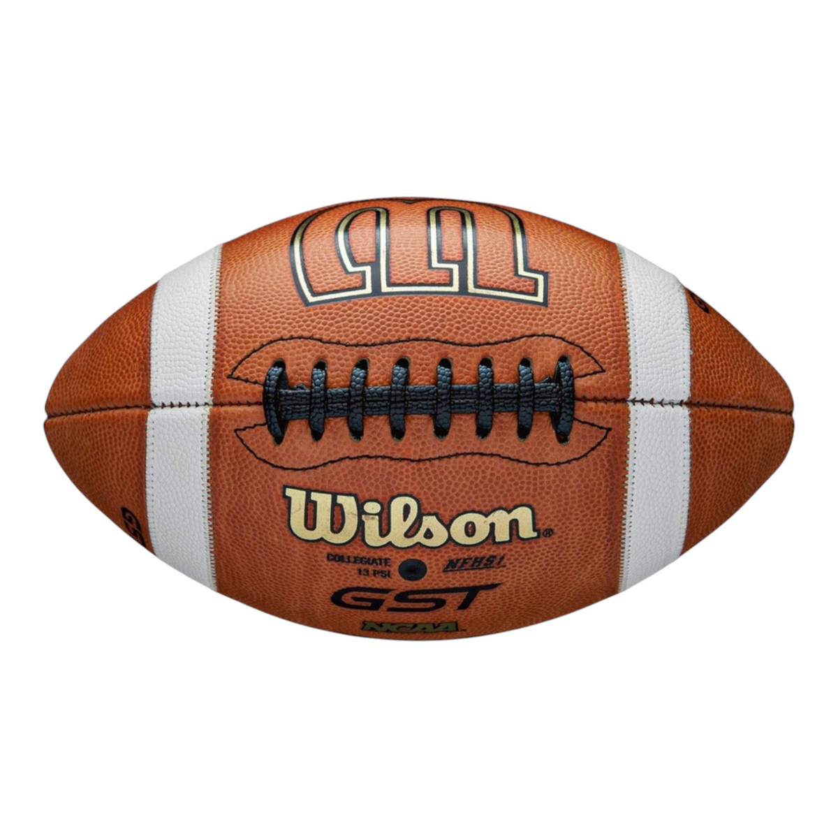 Balón de fútbol americano Radach Sports Wilson GST 1003 de piel natural color café con costuras negras