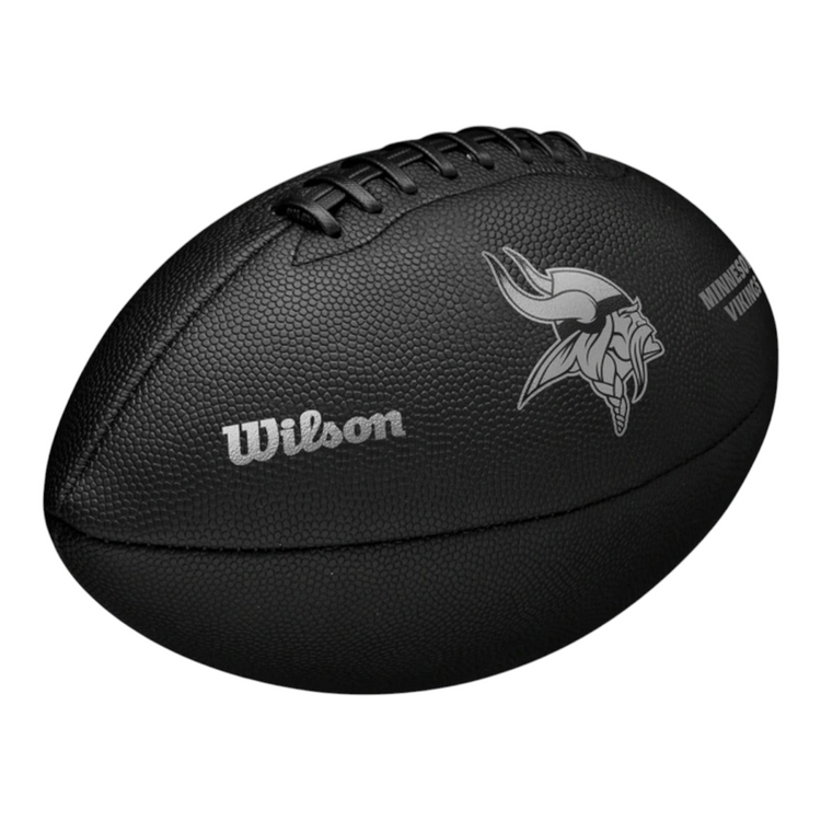 Balón de fútbol americano Wilson NFL Metallic de los Vikingos en color negro con acabado texturizado de Radach Sports