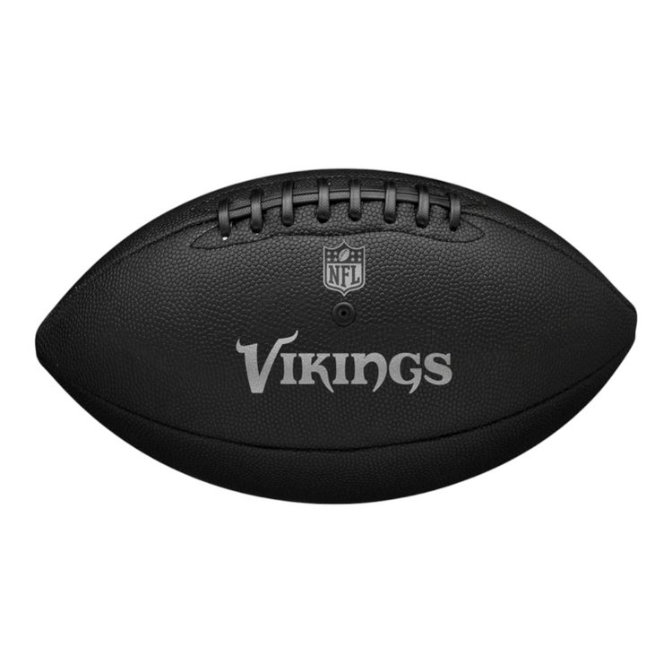 Balón de fútbol americano Radach Sports Wilson NFL Vikings en color negro con acabado metálico y logo oficial