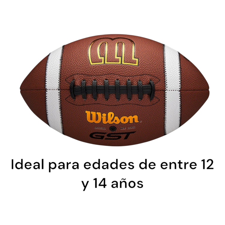 Balón de fútbol americano Radach Sports Wilson GST Speedskin Youth tamaño TDY con cordones negros y cuero compuesto