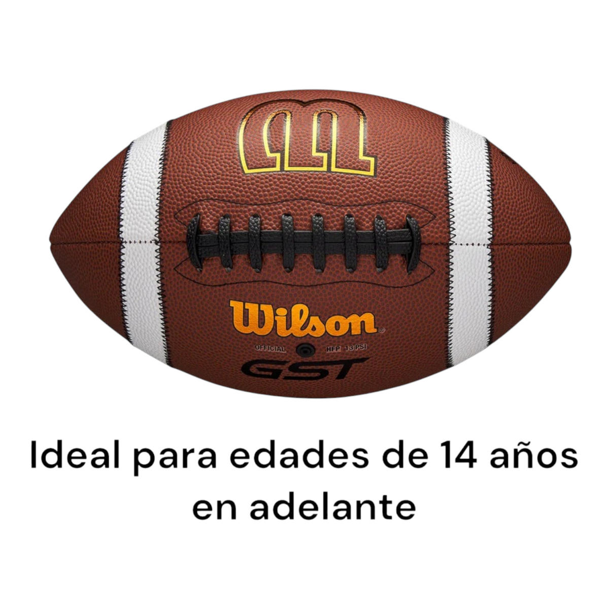 Balón de fútbol americano Radach Sports Wilson GST Speedskin oficial con textura de cuero y cordones negros