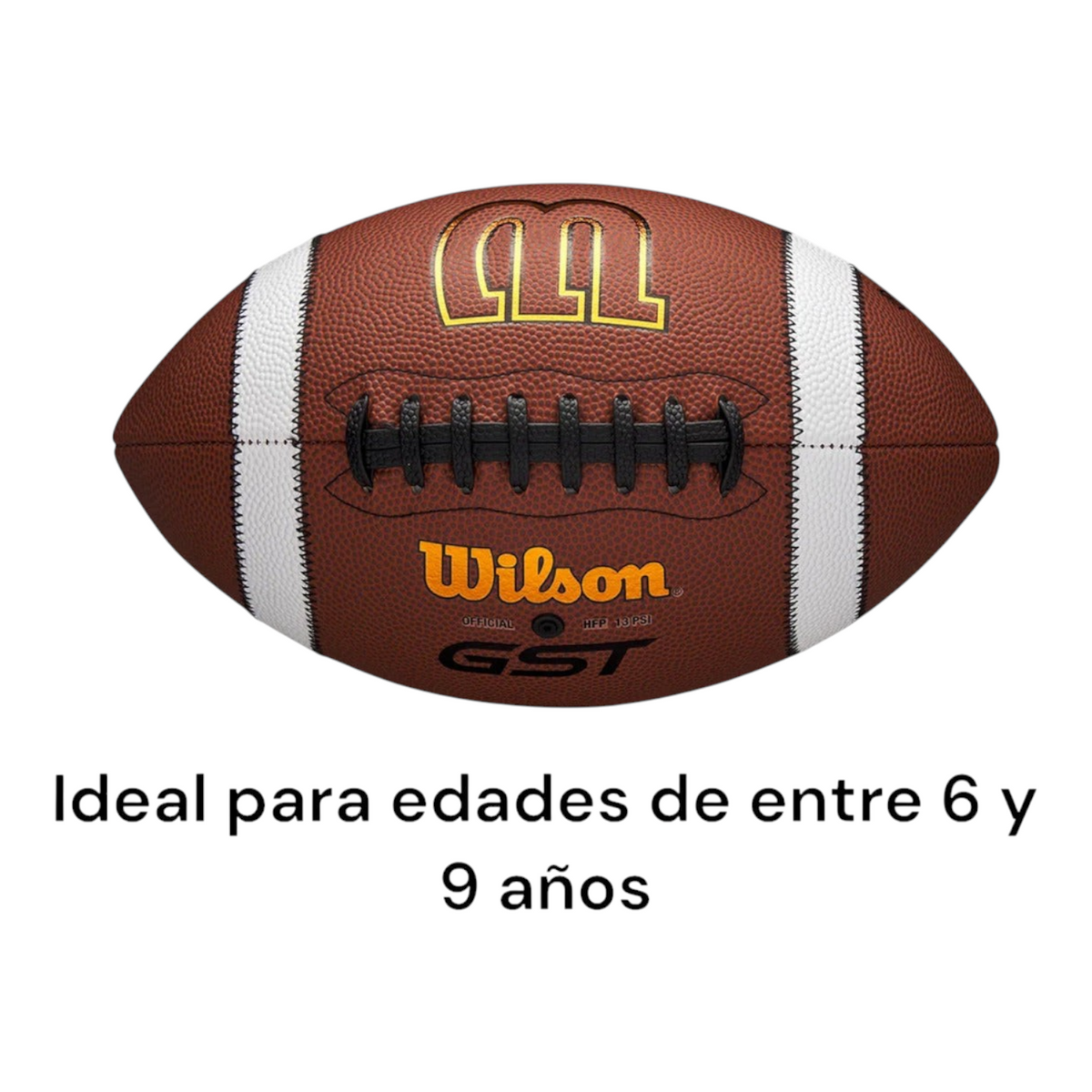 Balón de fútbol americano Radach Sports Wilson GST K2 Speedskin de cuero compuesto para niños de 6 a 9 años