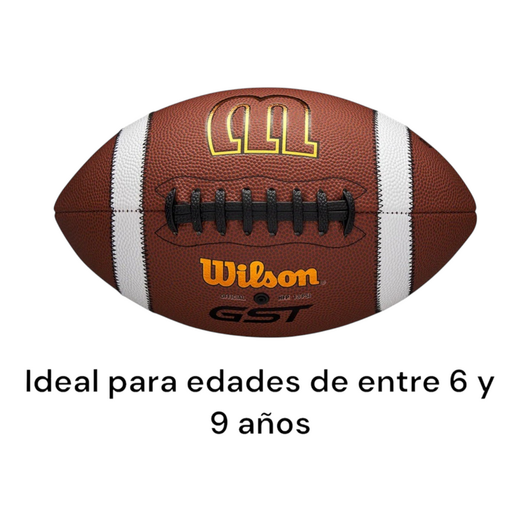 Balón de fútbol americano Radach Sports Wilson GST K2 Speedskin de cuero compuesto para niños de 6 a 9 años