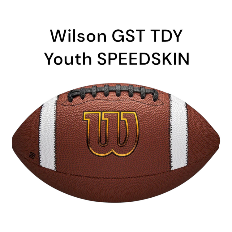 Balón de fútbol americano Radach Sports Wilson GST Speedskin Youth tamaño TDY con cuero compuesto y cordones negros