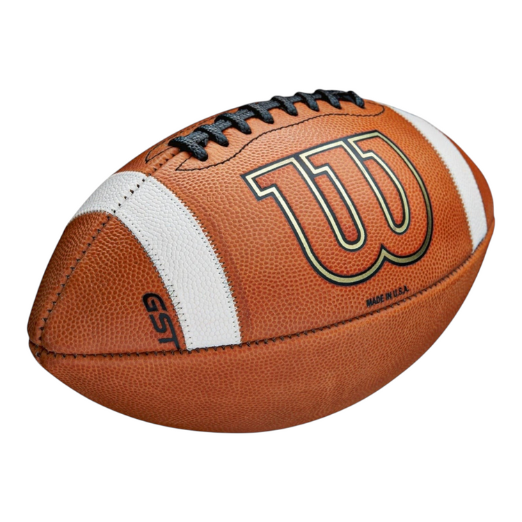 Balón de fútbol americano Radach Sports Wilson GST 1003 de piel natural color café con costuras negras