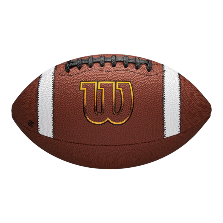 Balón de fútbol americano Wilson GST Speedskin oficial de Radach Sports con textura de cuero y cordones negros