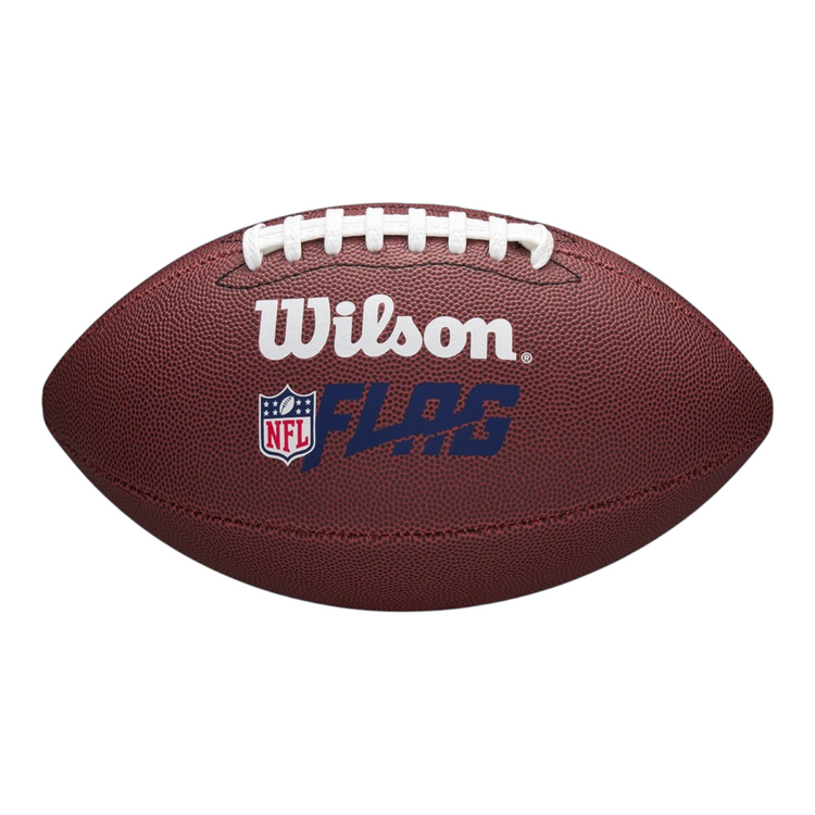 Balón de fútbol americano Wilson NFL Flag de cuero compuesto con cordones blancos, marca Radach Sports