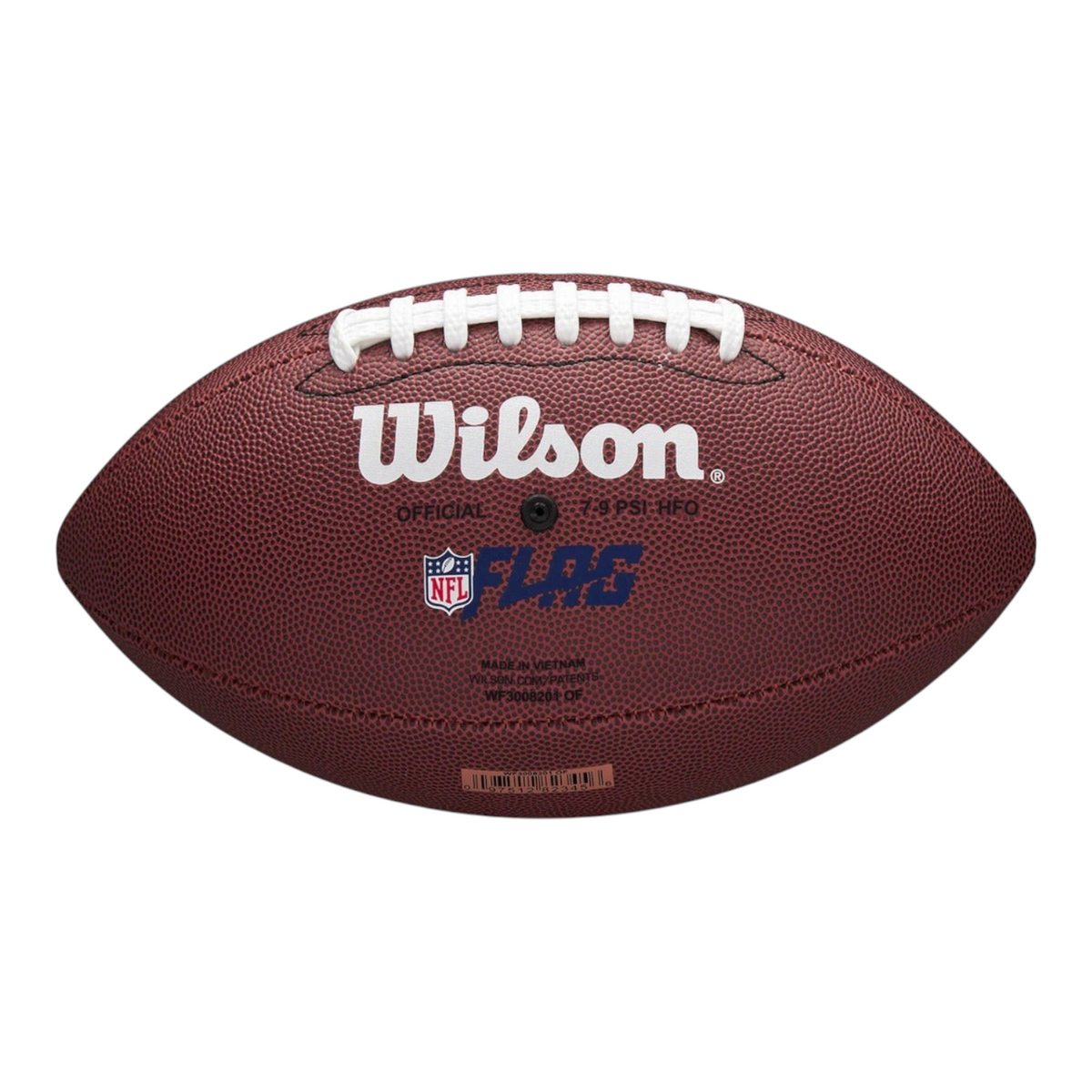 Balón de fútbol americano Radach Sports Wilson NFL Flag de cuero compuesto con cordones blancos y logo oficial