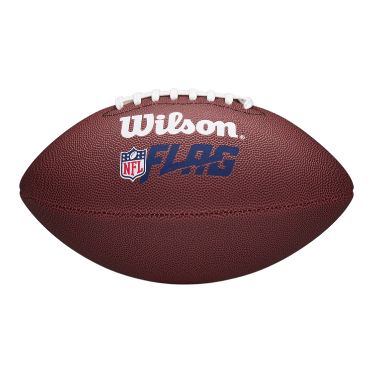 Balón de fútbol americano Radach Sports Wilson NFL Flag de cuero compuesto marrón con cordones blancos