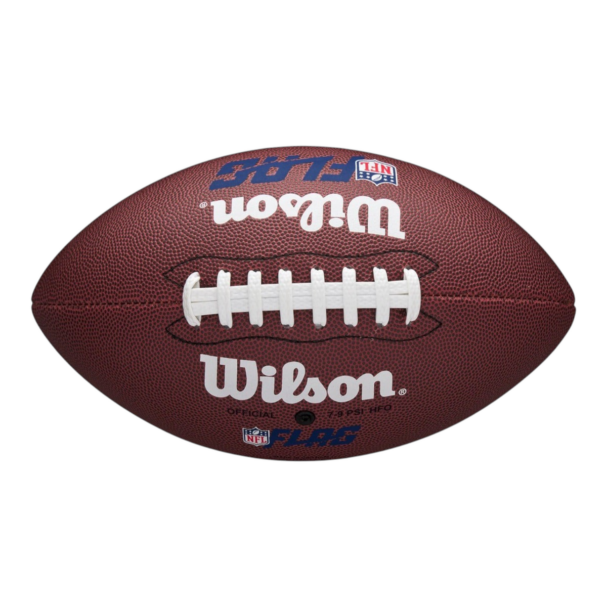 Balón de fútbol americano Radach Sports Wilson NFL Flag de cuero compuesto con cordones blancos y logos oficiales