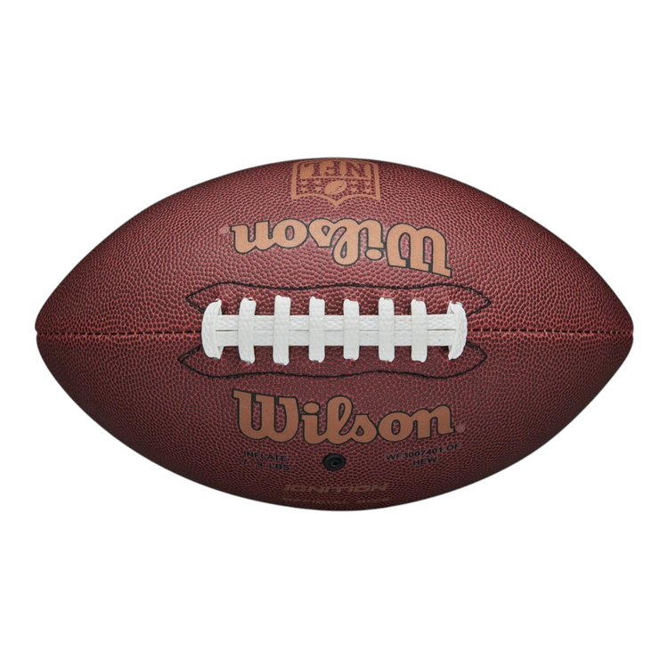 Balón de fútbol americano Radach Sports Wilson NFL Ignition de cuero compuesto color café con cordones blancos