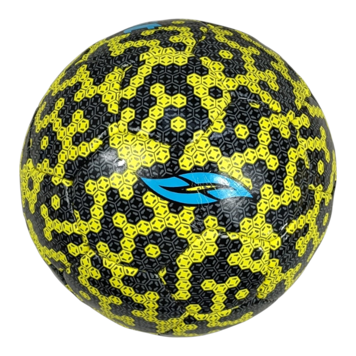 Balón de fútbol Radach Sports Voit número 4 con patrón de camuflaje hexagonal en colores amarillo y negro