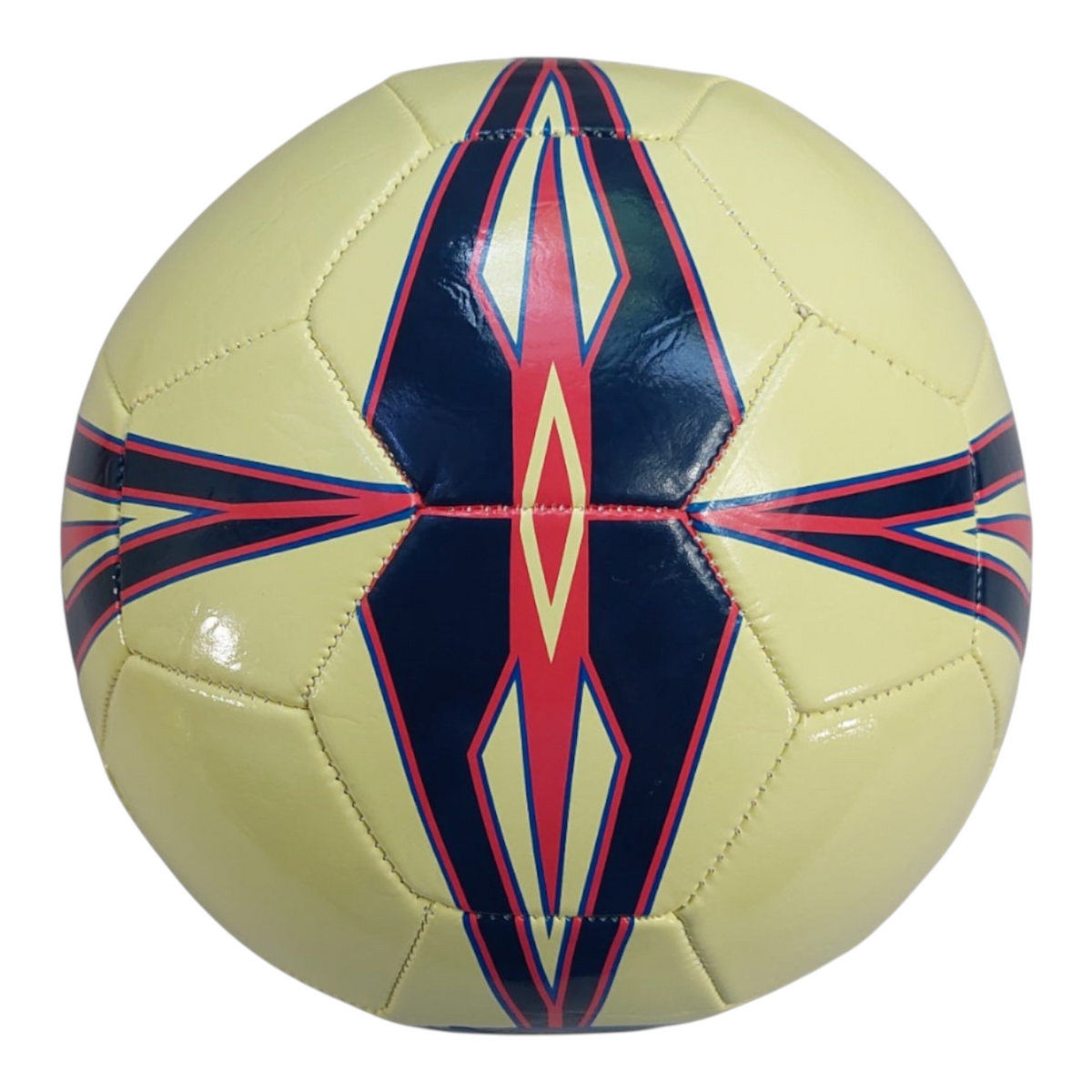Balón de fútbol Radach Sports No. 5 Club América S100 en color amarillo con diseño de paneles y detalles en azul