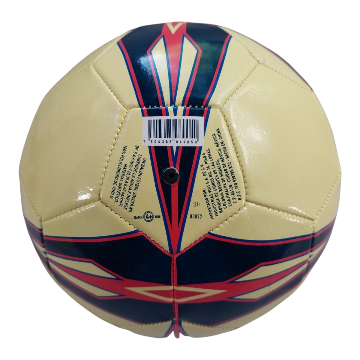 Balón de fútbol Radach Sports número 5 del Club América en color amarillo con detalles en azul y rojo