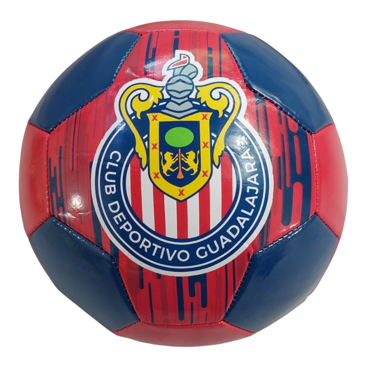 Balón de fútbol Radach Sports número 5 del Club Guadalajara en color rojo y azul con escudo oficial y acabado brillante