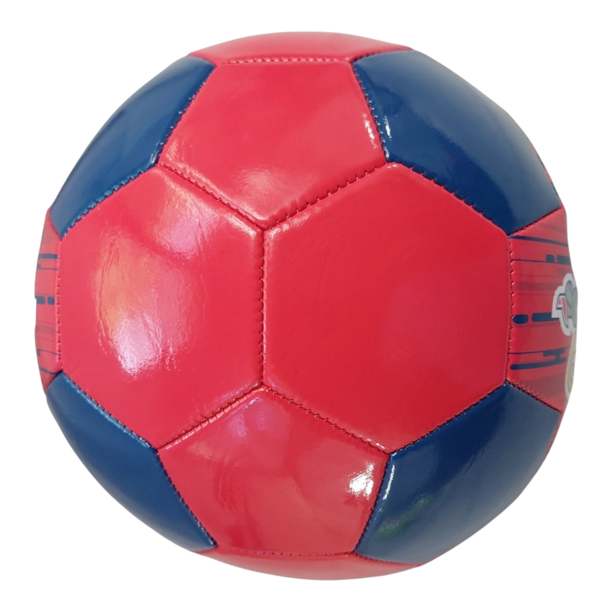 Balón de fútbol Radach Sports No. 5 Club Guadalajara en color rojo y azul, fabricado en PVC brillante y cosido.