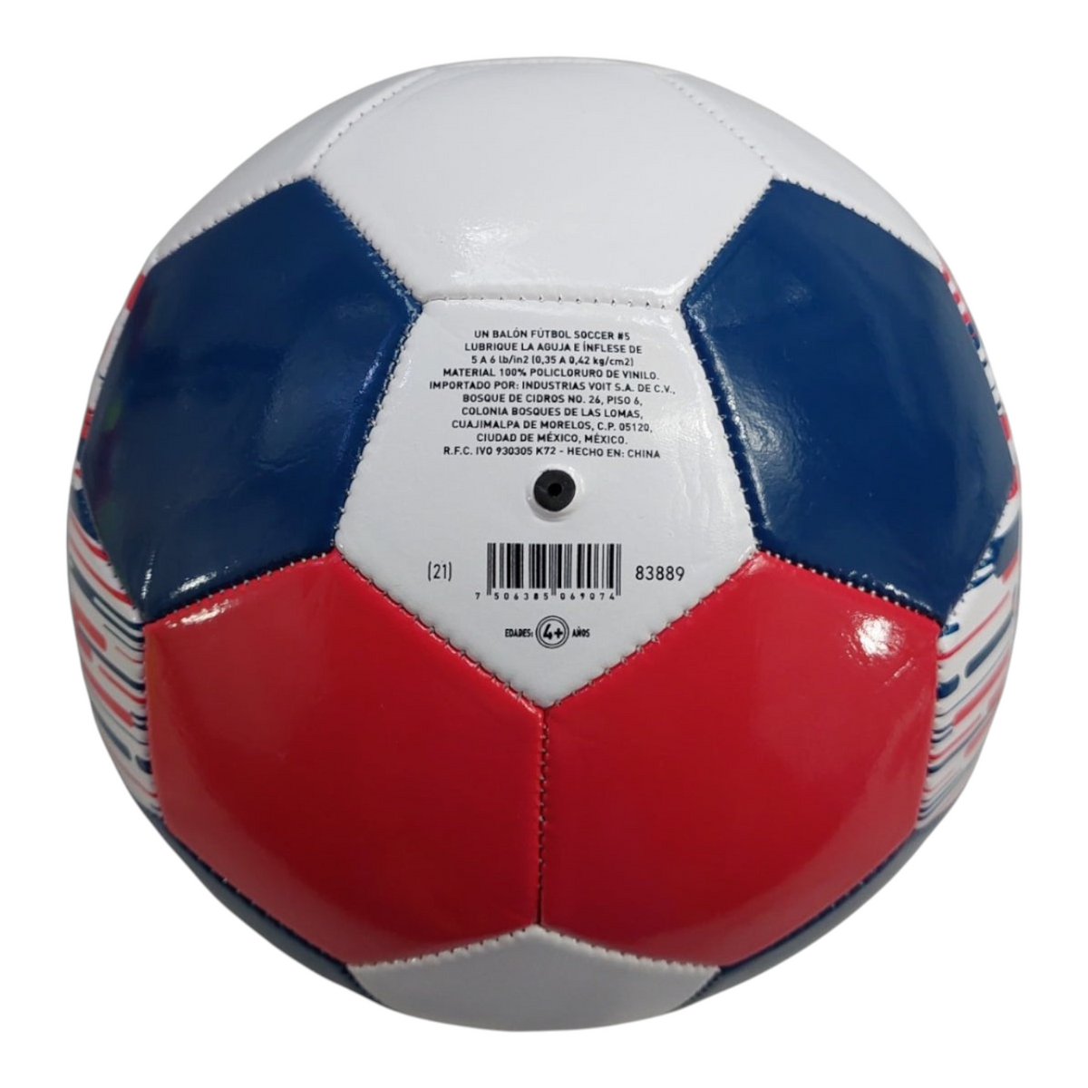 Balón de fútbol Radach Sports Club Guadalajara número 5 en colores blanco, rojo y azul con diseño de 26 paneles