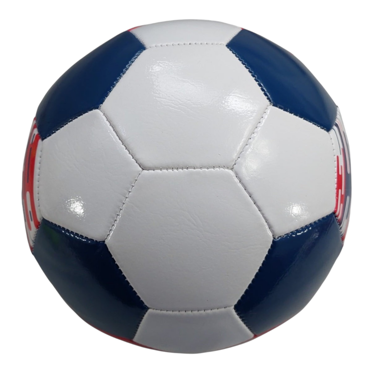Balón de fútbol Radach Sports número 5 del Club Guadalajara en color blanco y azul con diseño de 26 paneles de PVC