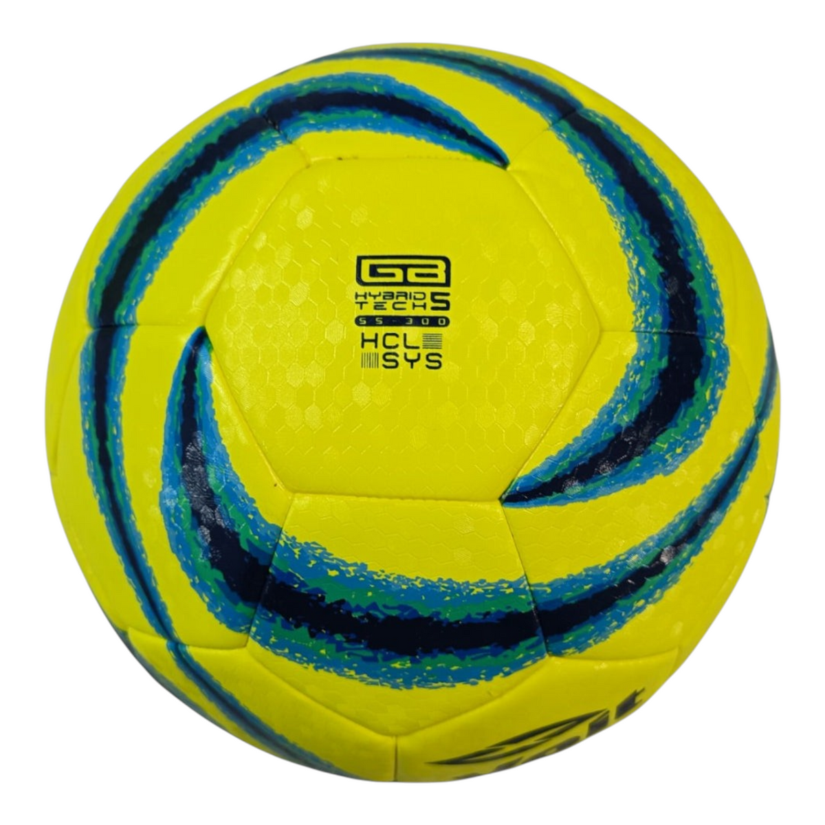 Balón de fútbol Radach Sports No. 5 híbrido amarillo con diseño multicolor y tecnología Cross-Line System