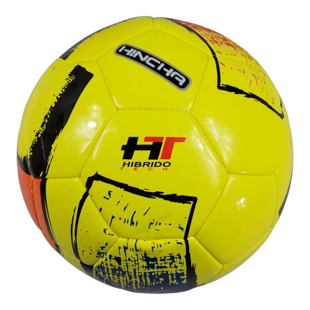 Balón de fútbol Radach Sports Hincha Híbrido número 5 en color amarillo brillante con detalles gráficos negros