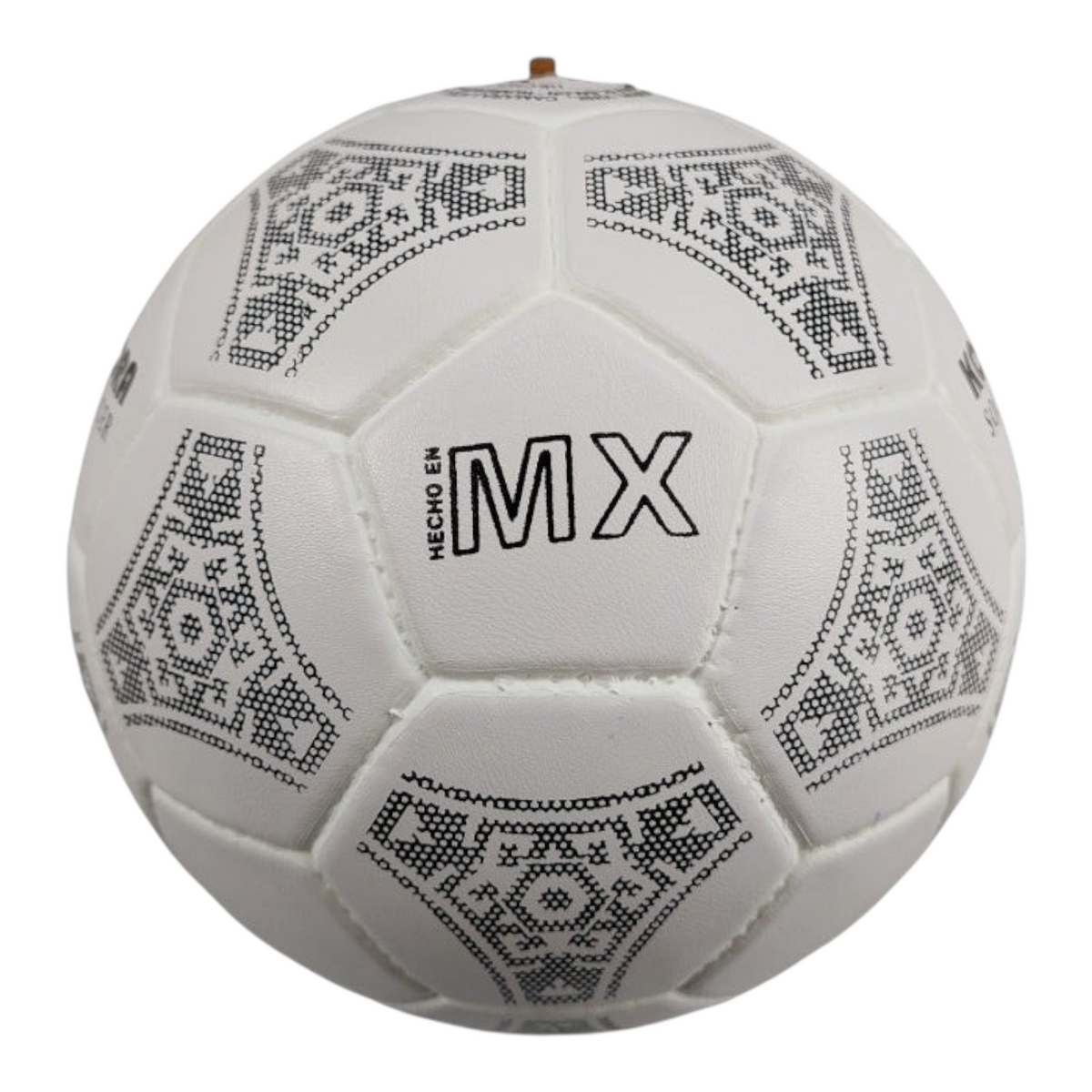 Balón de fútbol Radach Sports Kora No. 5 blanco de vinil con diseño tradicional mexicano cosido a mano