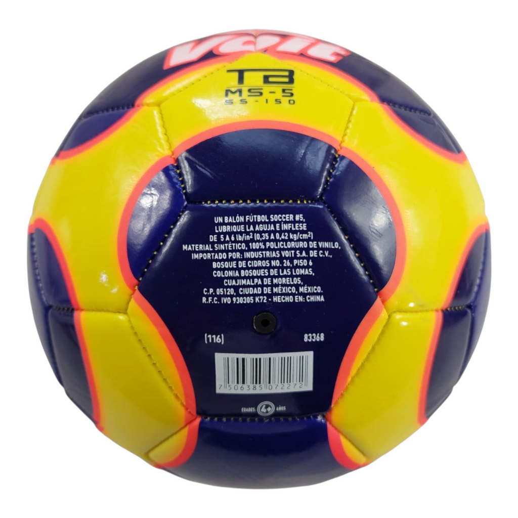 Balón de fútbol recreativo Radach Sports Voit número 5 en color morado y amarillo con detalles en material sintético