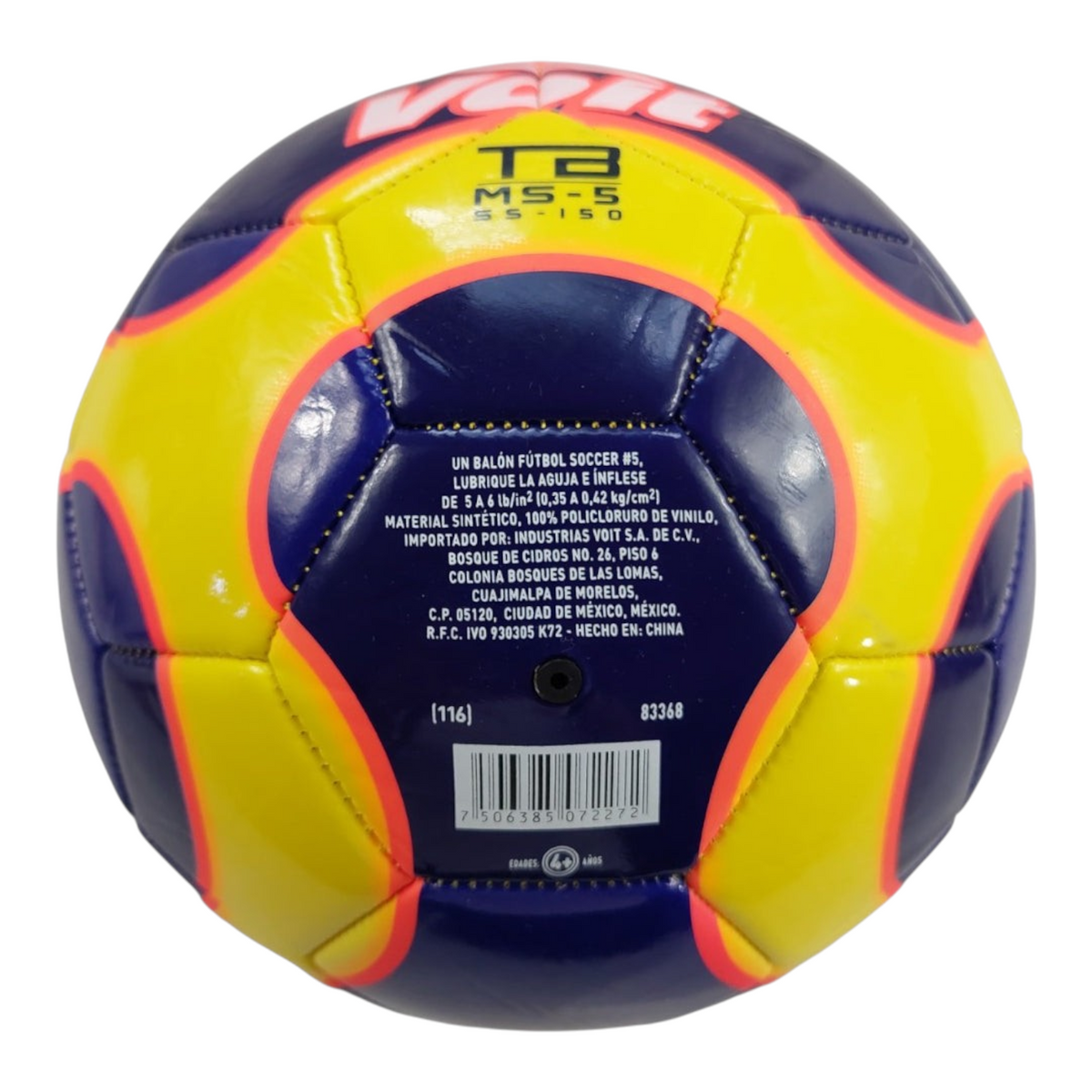 Balón de fútbol recreativo Radach Sports Voit número 5 en color morado y amarillo con detalles en material sintético