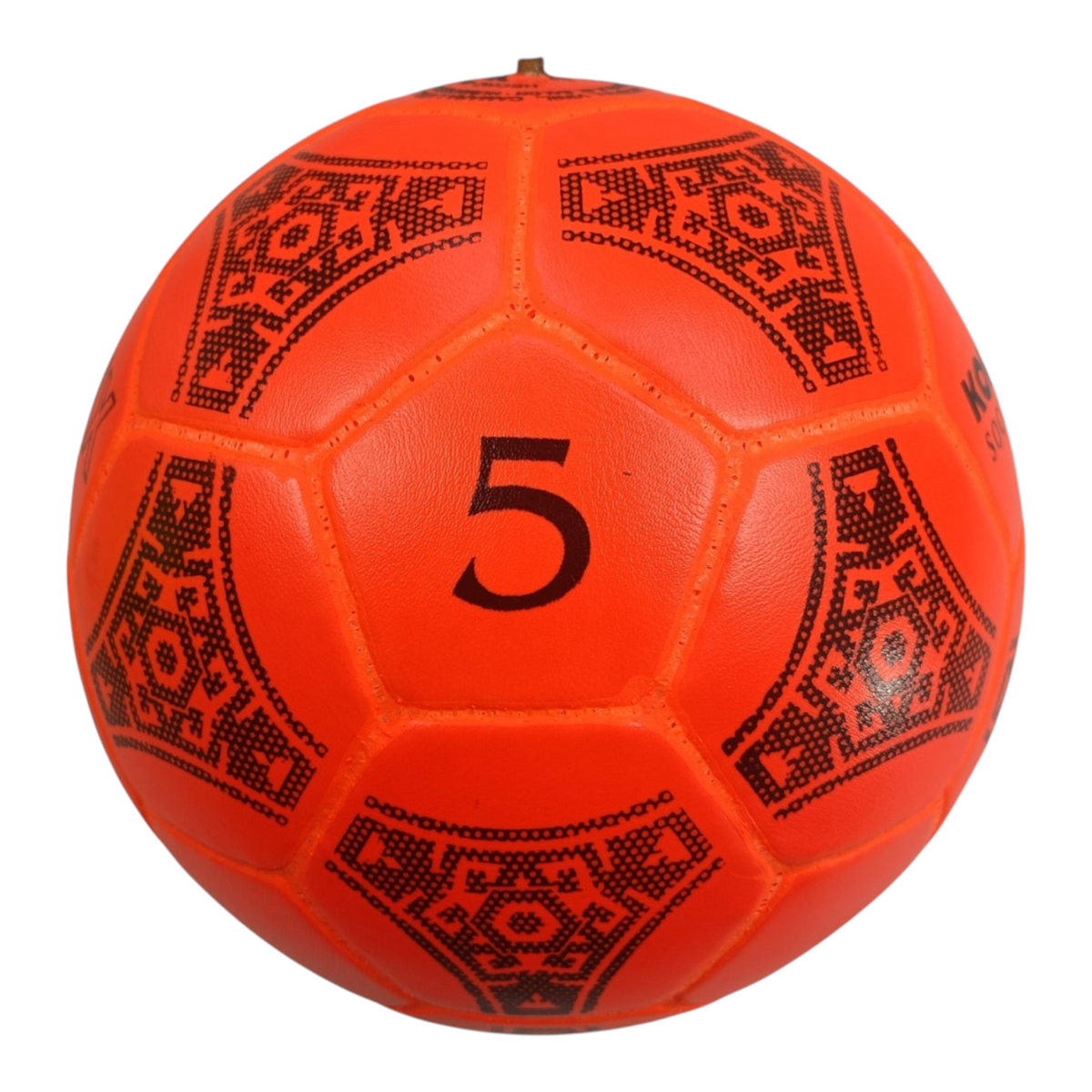 Balón de fútbol Radach Sports Kora No. 5 naranja de vinil con diseño geométrico tradicional mexicano