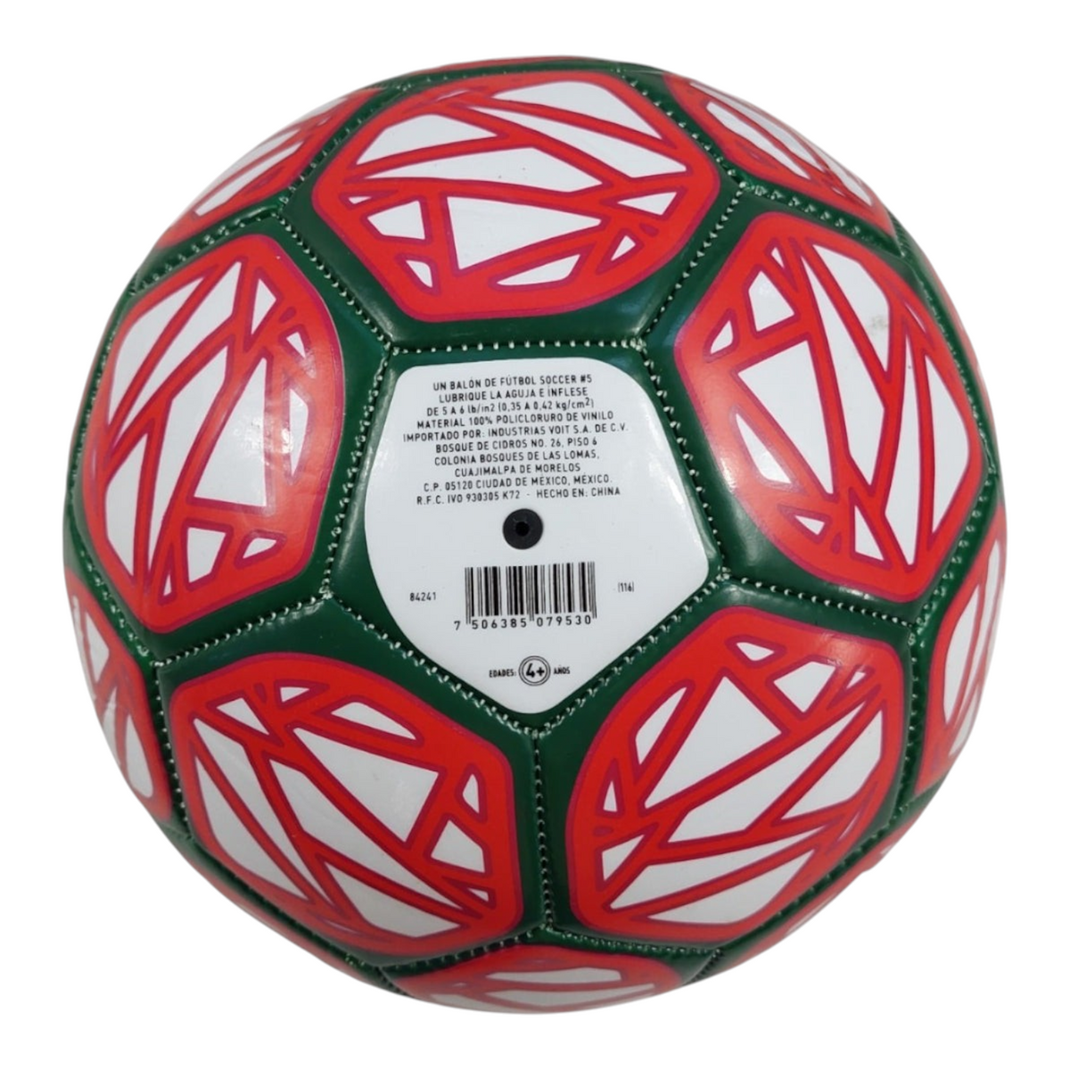 Balón de fútbol Radach Sports Voit Revolt número 5 con diseño tricolor de la Selección Mexicana en PVC resistente