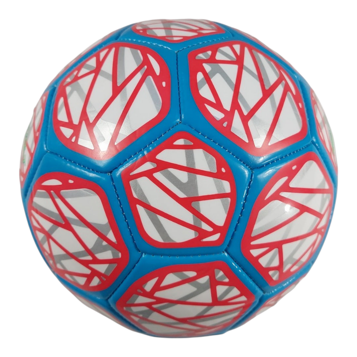 Balón de fútbol Radach Sports Voit Revolt número 5 con diseño geométrico en colores rojo, azul y blanco