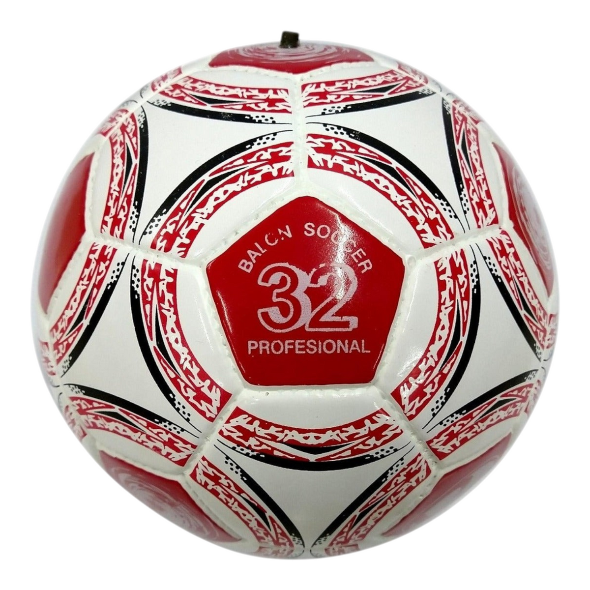 Balón de fútbol Radach Sports número 5, color rojo y blanco, fabricado en material sintético con costura a mano.