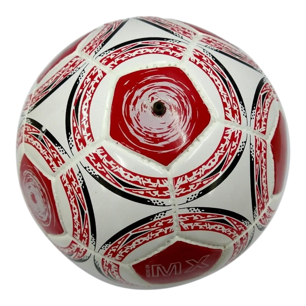 Balón de fútbol Radach Sports número 5 en color rojo y blanco con diseño estampado y costuras hechas a mano