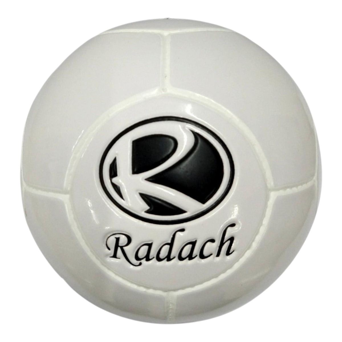 Balón de fútbol sala Radach Sports número 3 en color blanco con logotipo negro y cámara de látex