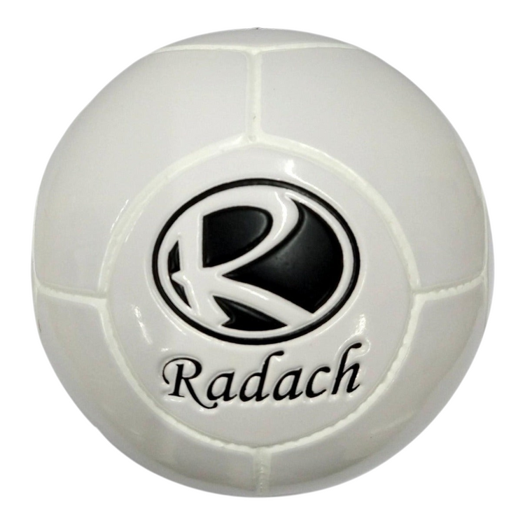 Balón de fútbol sala Radach Sports número 3 en color blanco con logotipo negro y cámara de látex