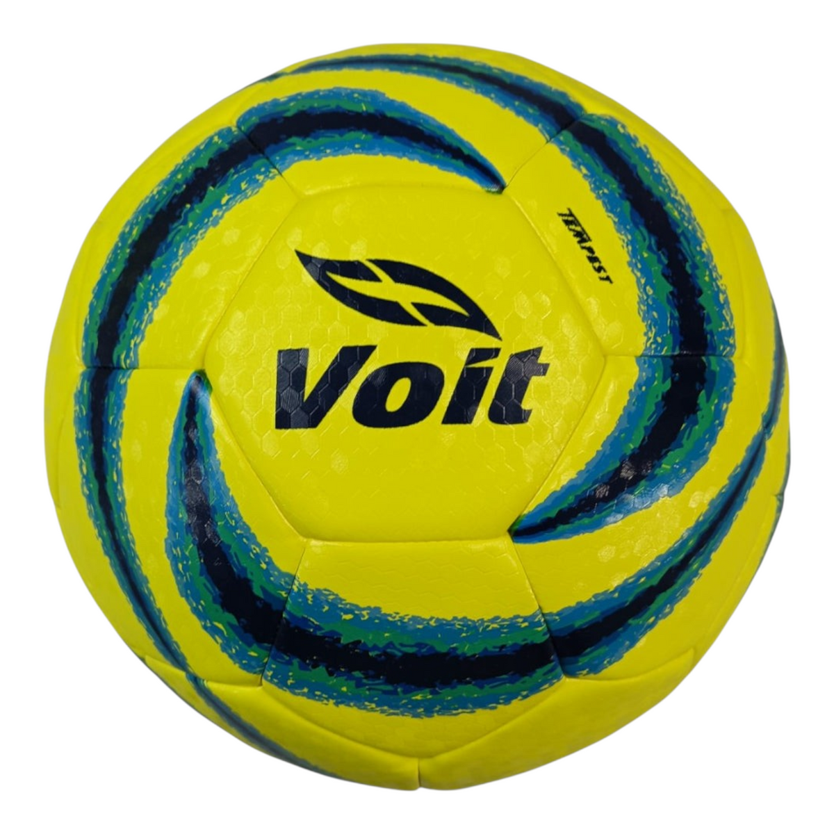 Balón de fútbol Radach Sports Voit Tempest Clausura 2024 amarillo con diseño multicolor y tecnología híbrida