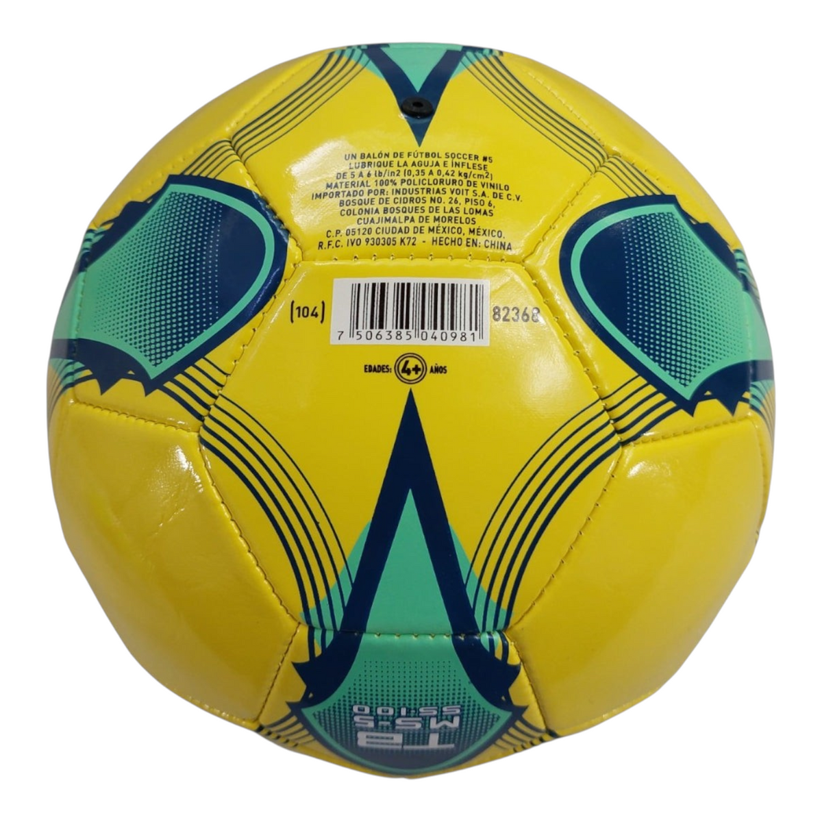 Balón de fútbol Radach Sports Voit Axis No. 5 en color amarillo y verde con diseño de 32 paneles y acabado brillante