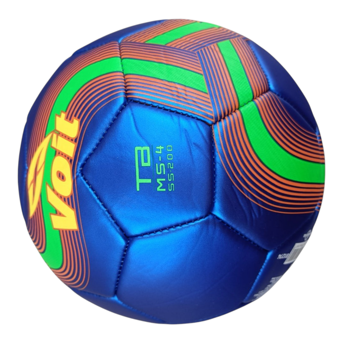 Balón de fútbol Radach Sports Voit Slide número 4 en color azul con detalles gráficos en verde y naranja