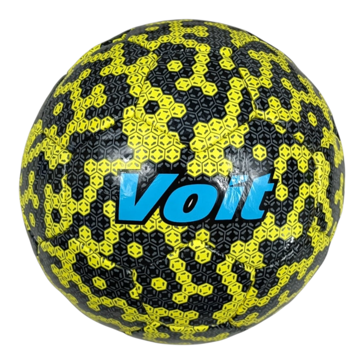 Balón de fútbol Radach Sports Voit número 4 con diseño de camuflaje hexagonal en colores amarillo y negro