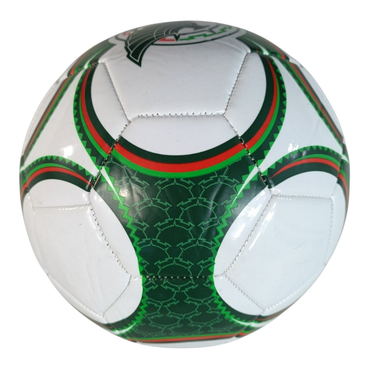 Balón de fútbol Radach Sports Voit Huentli FW24 talla 5 con diseño tricolor y gráficos mexicanos en poliuretano
