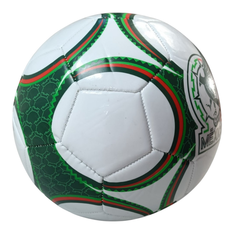 Balón de fútbol Radach Sports Voit Huentli FW24 talla 5 con diseño tricolor y gráficos mexicanos en poliuretano