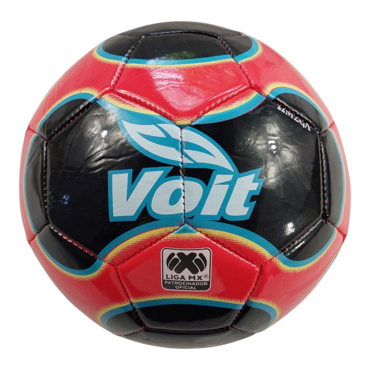 Balón de fútbol recreativo Voit Omega número 5 en color negro y rojo, fabricado en material sintético Radach Sports.