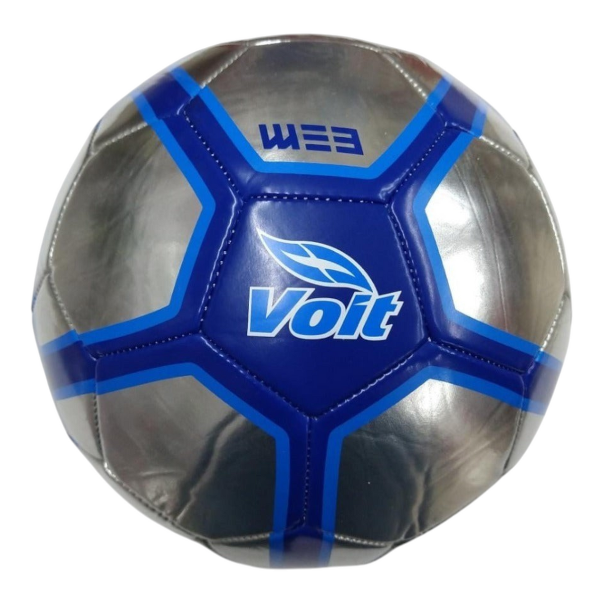 Balón de fútbol Radach Sports Voit Web número 4 en color plata con detalles en azul, diseño oficial para entrenamiento