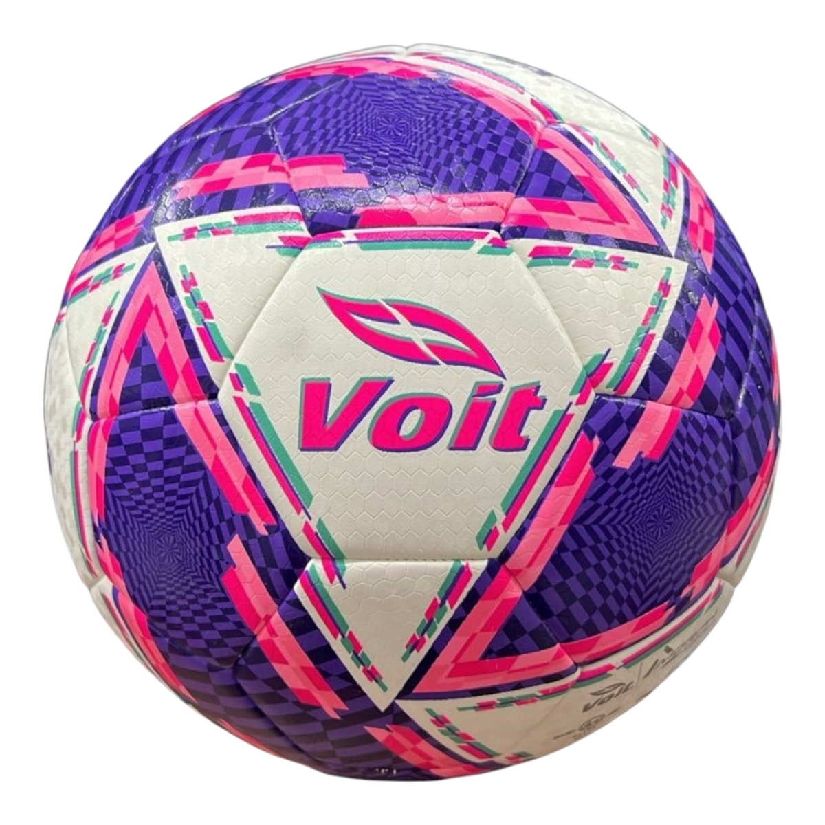Balón de fútbol Radach Sports Voit Morph Apertura 2024 rosa y morado, tamaño 5 con diseño híbrido de 32 paneles.