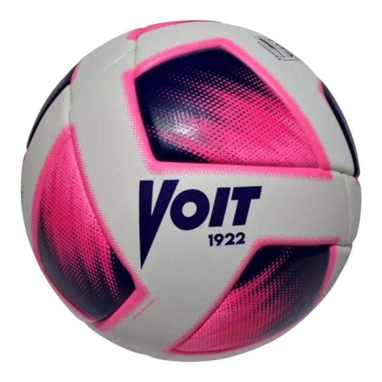 Balón de fútbol Radach Sports Voit 100 años con diseño termolaminado en color blanco, rosa y negro