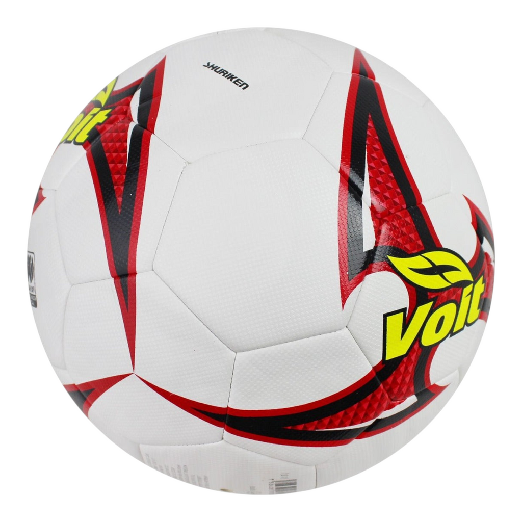 Balón de fútbol Radach Sports Voit Shuriken Hibrido S300 número 5 en color blanco con detalles en rojo y amarillo